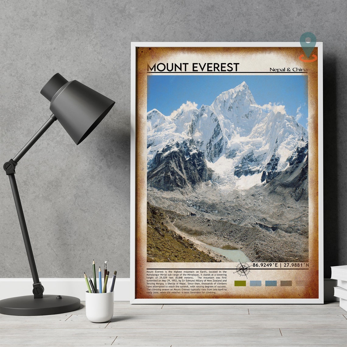 Mount Everest Nepal China Snowy Himalayan Peak Travel Poster - Image 4