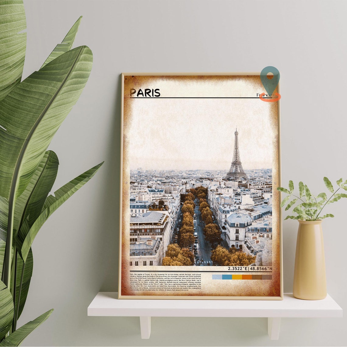 Paris France Eiffel Tower Autumn Avenue Aerial City View Poster - Image 5