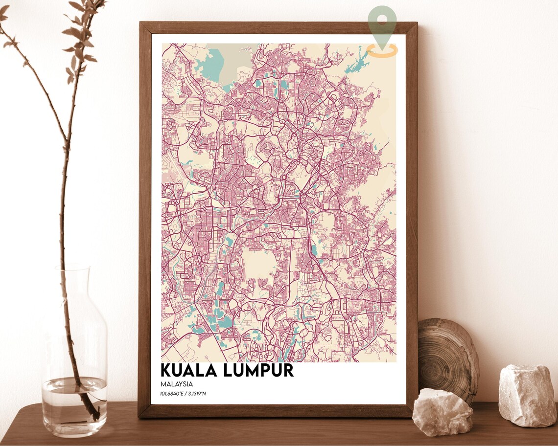 Kuala Lumpur Malaysia City Map Beige Vintage Street Style Poster - Image 6