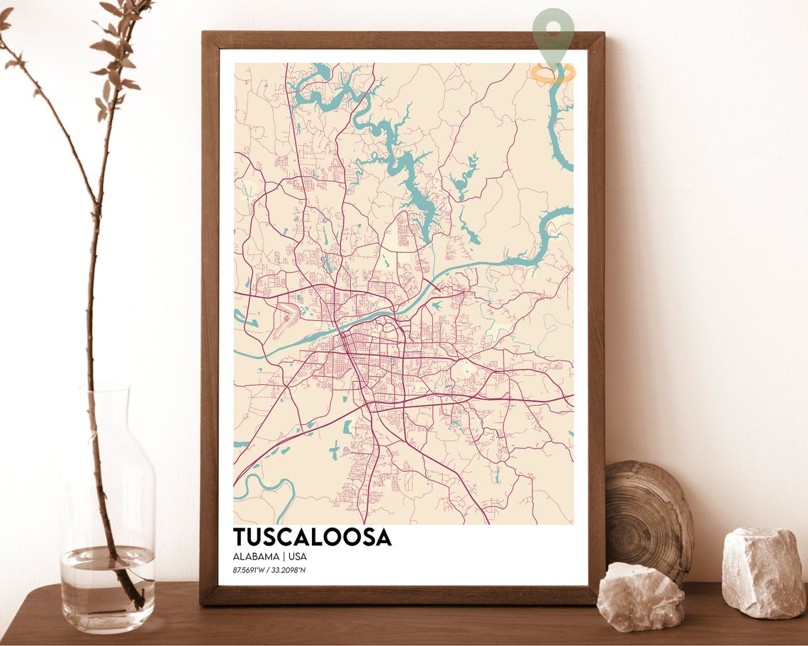 Tuscaloosa Map Tuscaloosa Map Print Tuscaloosa Personalized Map Tuscaloosa Wall Art Tuscaloosa Travel Poster Tuscaloosa Alabama Poster - Image 6