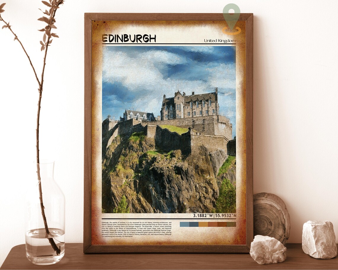 Edinburgh Castle Scotland United Kingdom Vintage Style Travel Poster - Image 6