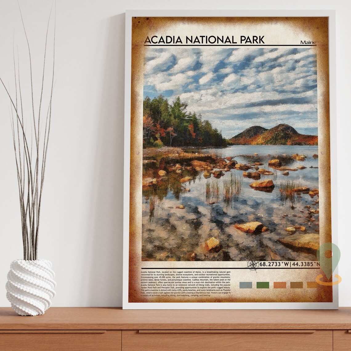 Acadia National Park Maine Scenic Rocky Lake Shore Travel Poster - Image 4