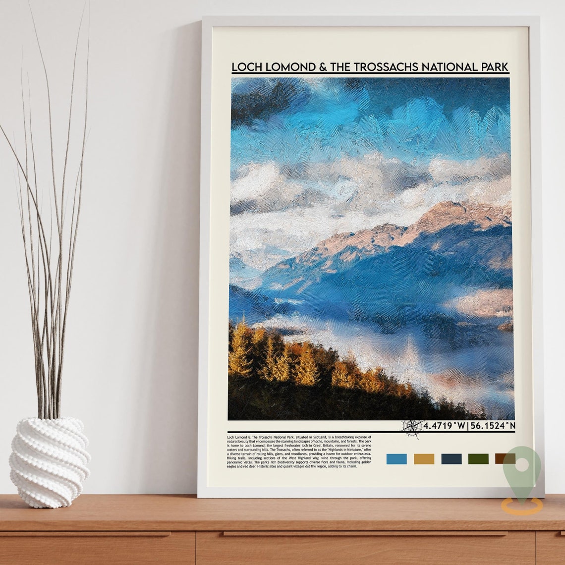 Loch Lomond Travel Print Scotland Travel Art Loch Lomond Poster Loch Lomond Wall Art Retro Travel Print Memory Wall Travel - Image 5