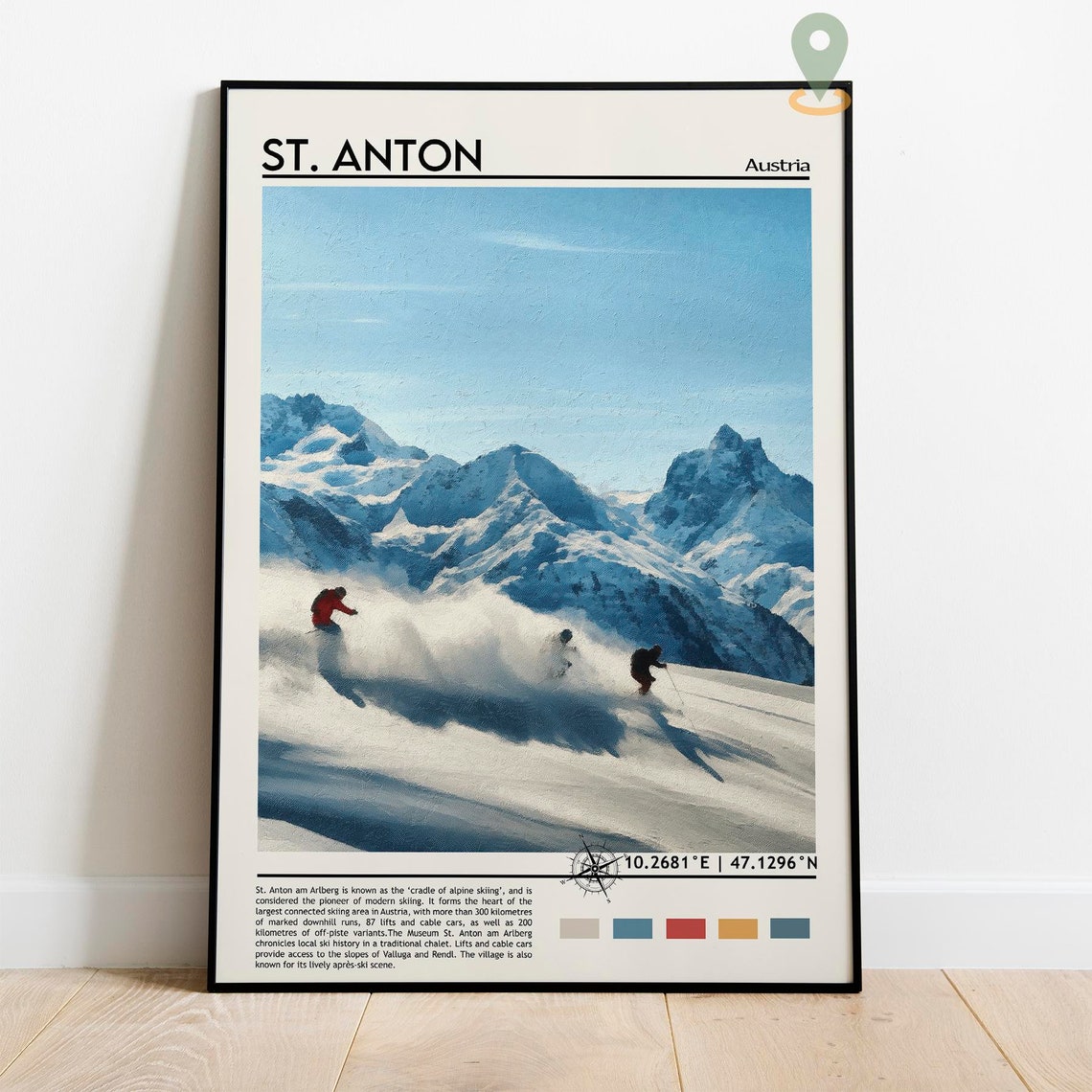 St Anton Austria Alpine Ski Slopes Powder Snow Mountain Travel Poster - Image 5