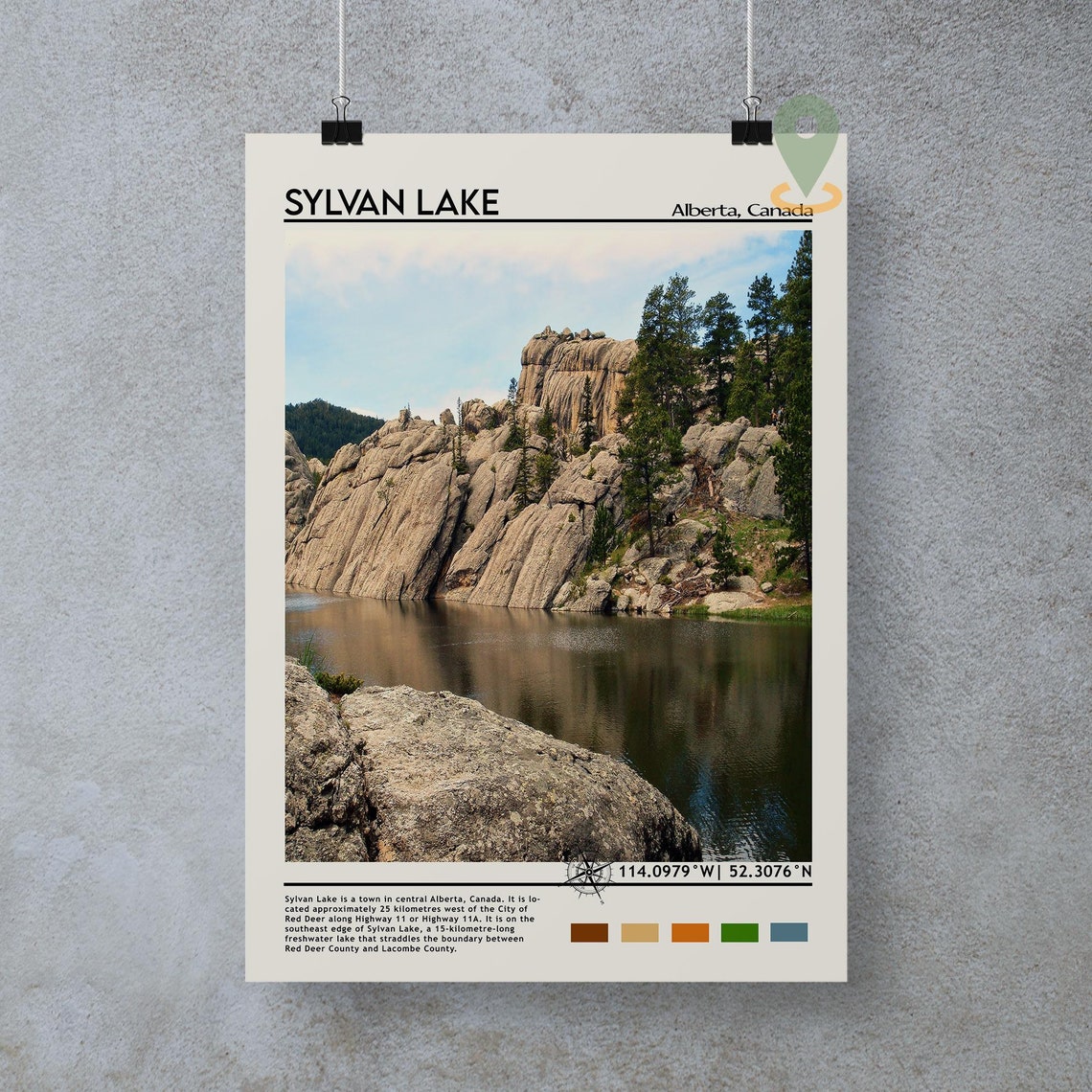 Sylvan Lake Alberta Canada Rocky Cliffs Lakeside Nature Poster - Image 5