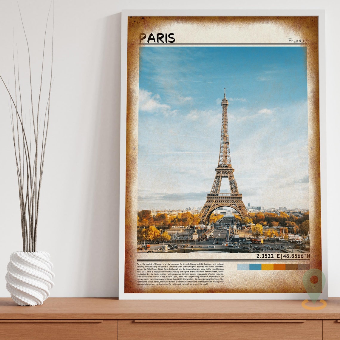 Paris France Warm Eiffel Tower Autumn Daytime Cityscape Poster - Image 3