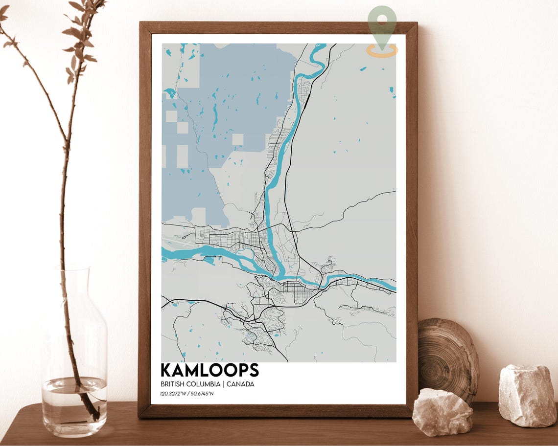 Kamloops British Columbia Navy Gold Minimalist City Map Poster - Image 4