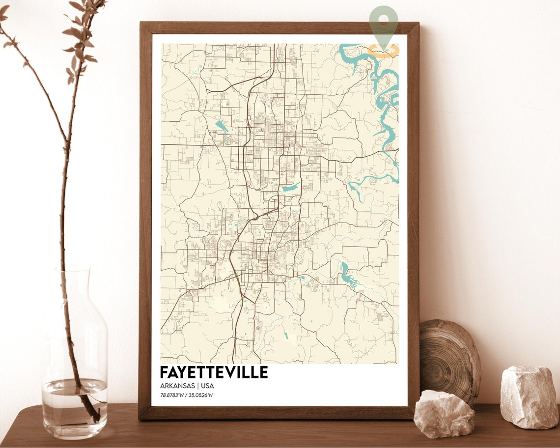 Fayetteville Map Fayetteville Map Print Fayetteville Personalized Map Fayetteville Wall Art Fayetteville City Map Fayetteville Arkansas - Image 3