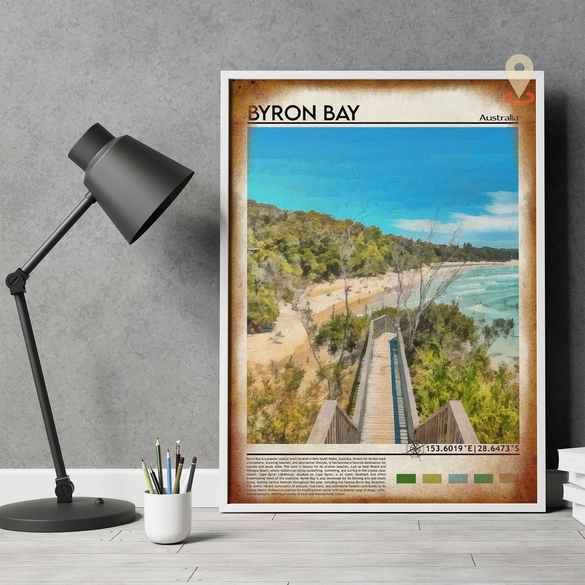 Byron Bay Australia Coastal Boardwalk Beach Surf Travel Poster - Image 4