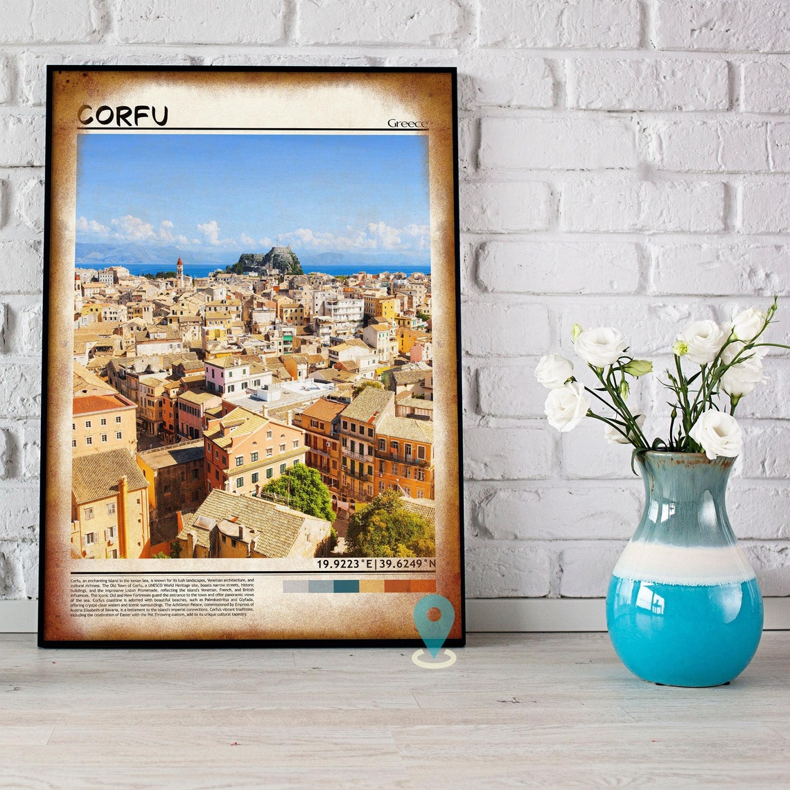 Corfu Greece Old Town Rooftops Fortress Sea View Photo Poster - Image 5