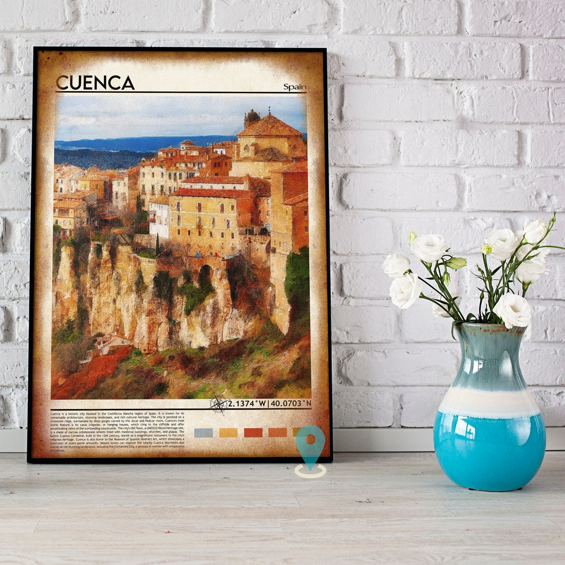 Cuenca Spain Hanging Houses Cliffside Old Town Travel Poster - Image 4