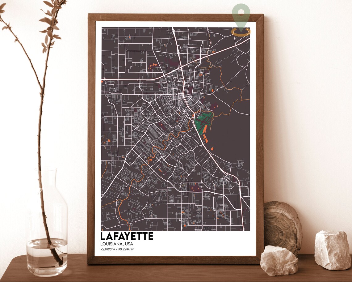Lafayette Louisiana Vintage Sepia Old Street Map Style Poster - Image 3