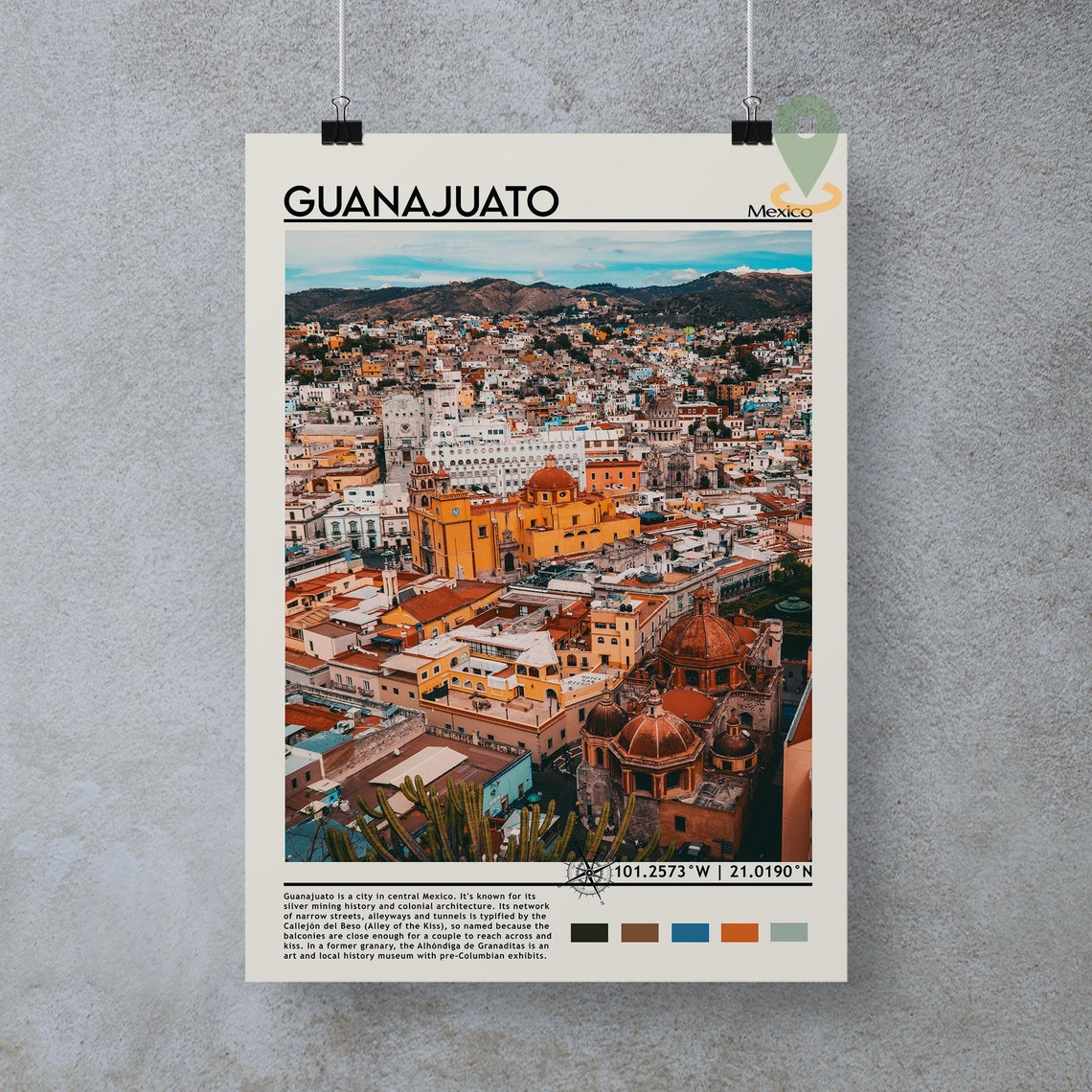 Guanajuato Print Vintage Poster Guanajuato Art Guanajuato Poster Guanajuato Photo Guanajuato Poster Print Mexico Poster Travel Gift - Image 3