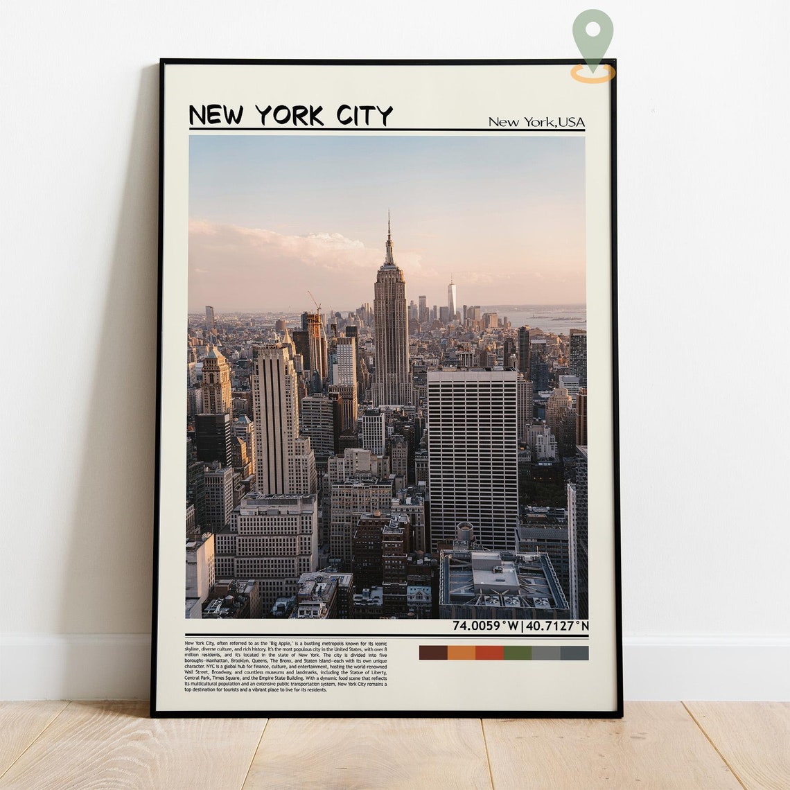 New York City Manhattan Skyline Empire State Dusk View Poster - Image 5