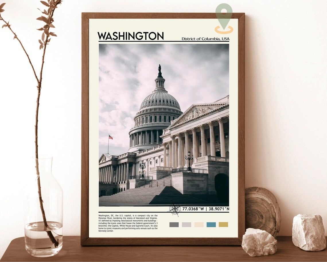 Washington DC US Capitol Building Photo Landmark Travel Wall Art