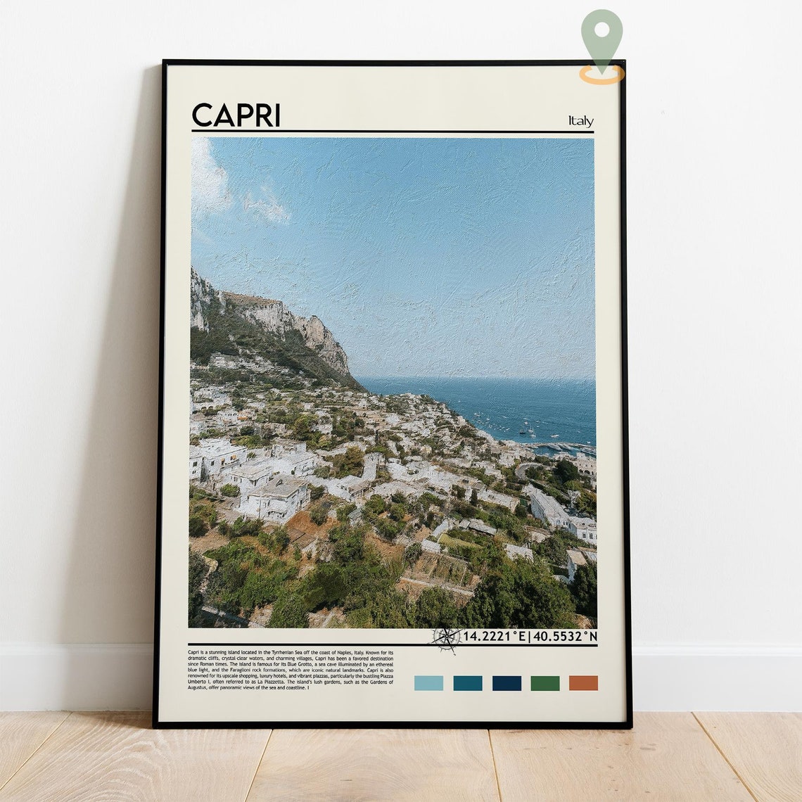 Capri Italy Whitewashed Hillside Town Sea View Island Photo Poster - Image 4