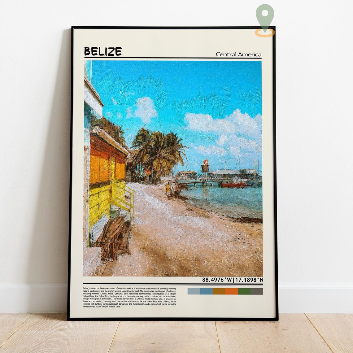 Belize Central America Tropical Beach Shack Palm Pier Photo Poster - Image 5