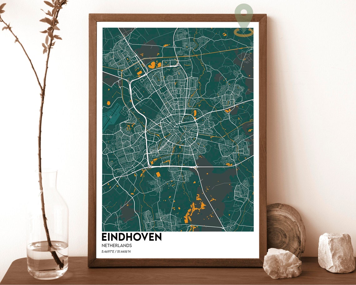 Eindhoven Netherlands Rose Cream Vintage City Map Street Poster - Image 4