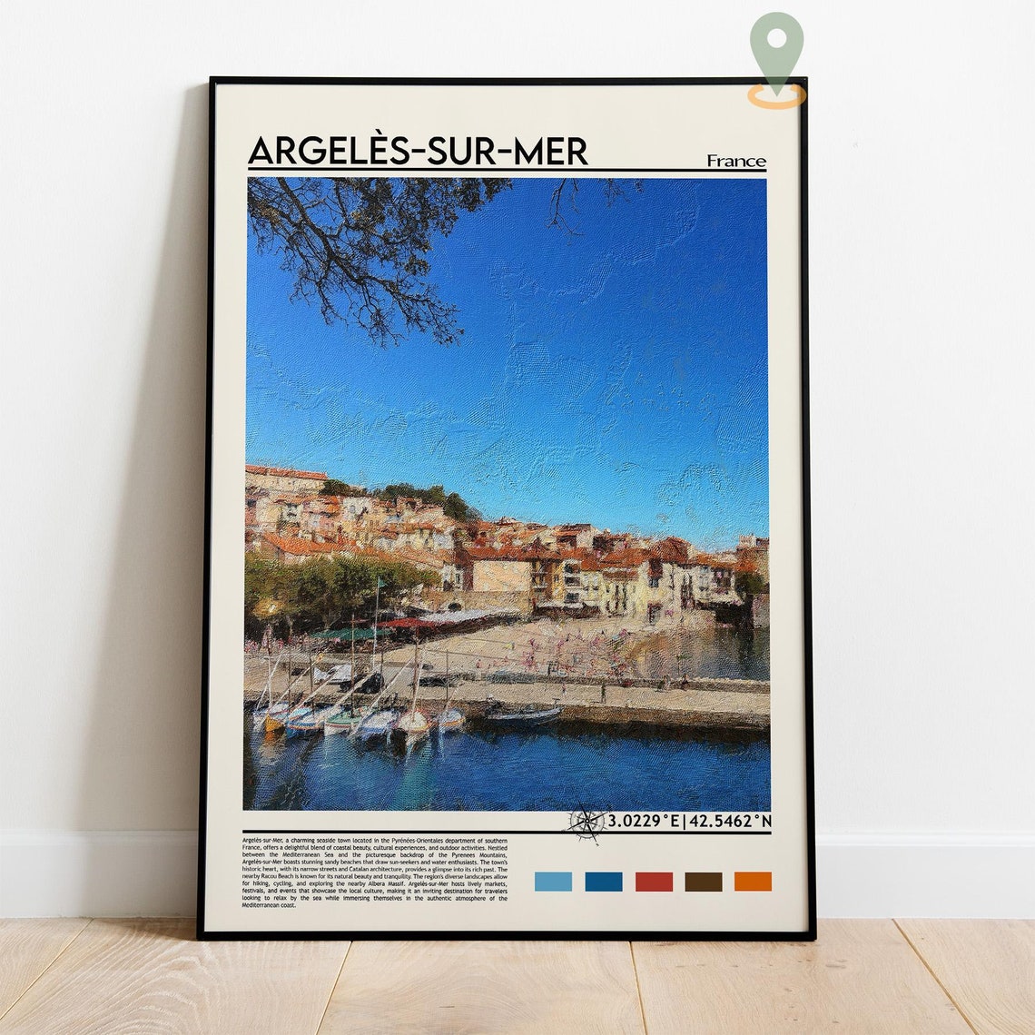 Argeles sur Mer France Harbor Old Town Painted Vintage Travel Poster - Image 5