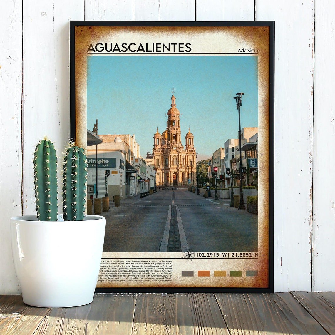 Aguascalientes Print Aguascalientes Poster Aguascalientes Wall Art Aguascalientes Travel Print Aguascalientes Art Print Mexico Poster - Image 4