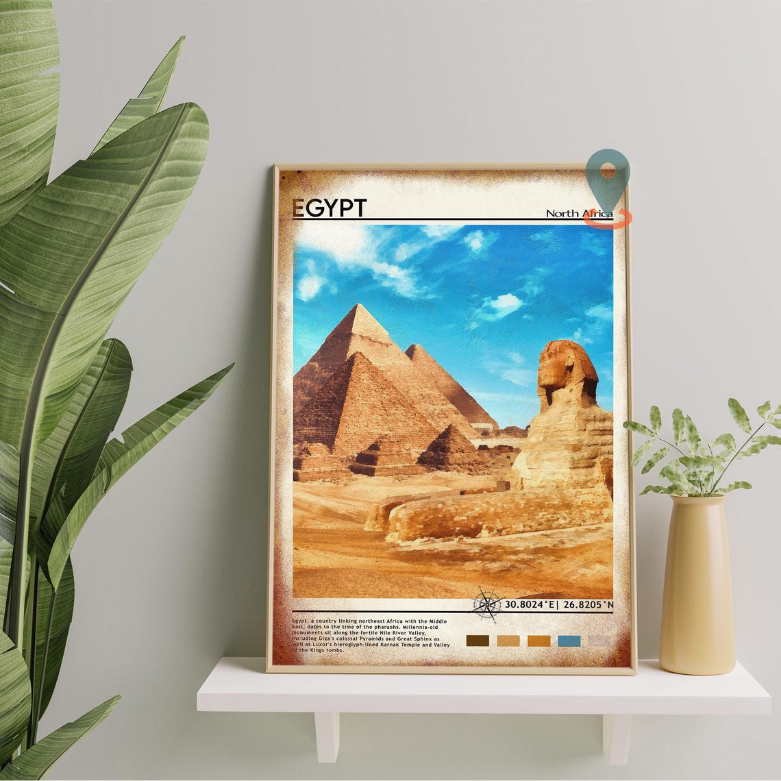 Egypt Giza Pyramids Great Sphinx Desert Landmark Travel Poster - Image 2