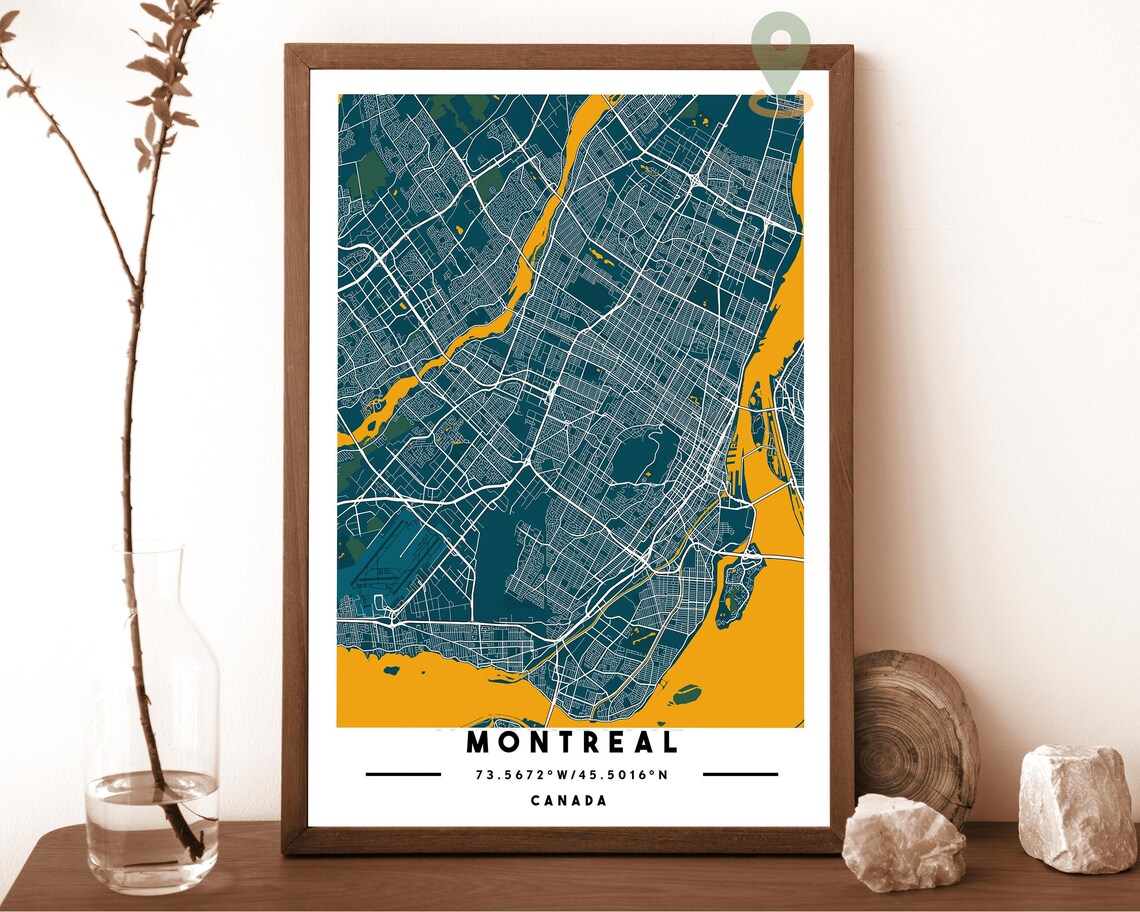 Montreal Canada City Street Map Modern Red Art Print for Bold Modern Walls - Image 3