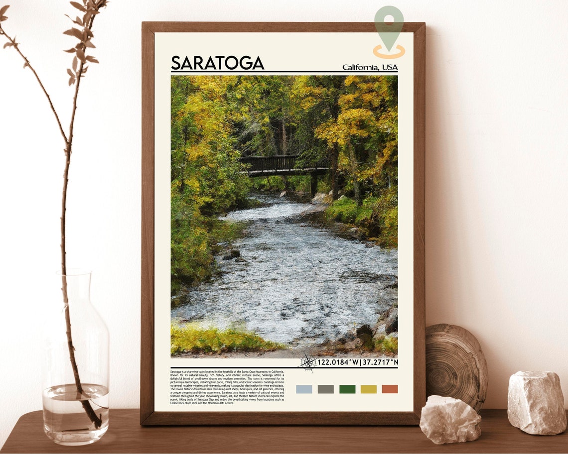 Saratoga Print Saratoga Poster Saratoga Wall Art Saratoga Travel Print Saratoga Art Print Saratoga Artwork Saratoga Photo California