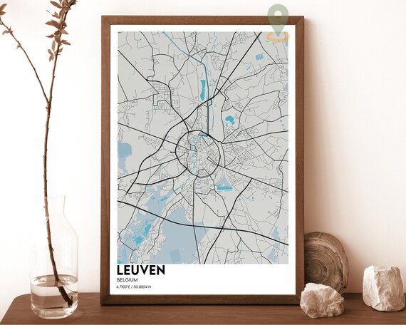 Leuven Belgium Light Minimalist Circular City Map Wall Poster
