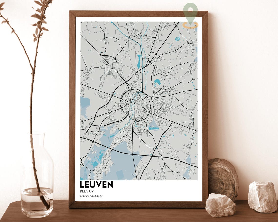 Leuven Belgium Light Minimalist Circular City Map Wall Poster