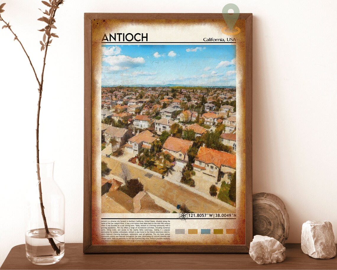 Antioch California Aerial Suburb Neighborhood View Art Poster - Image 6