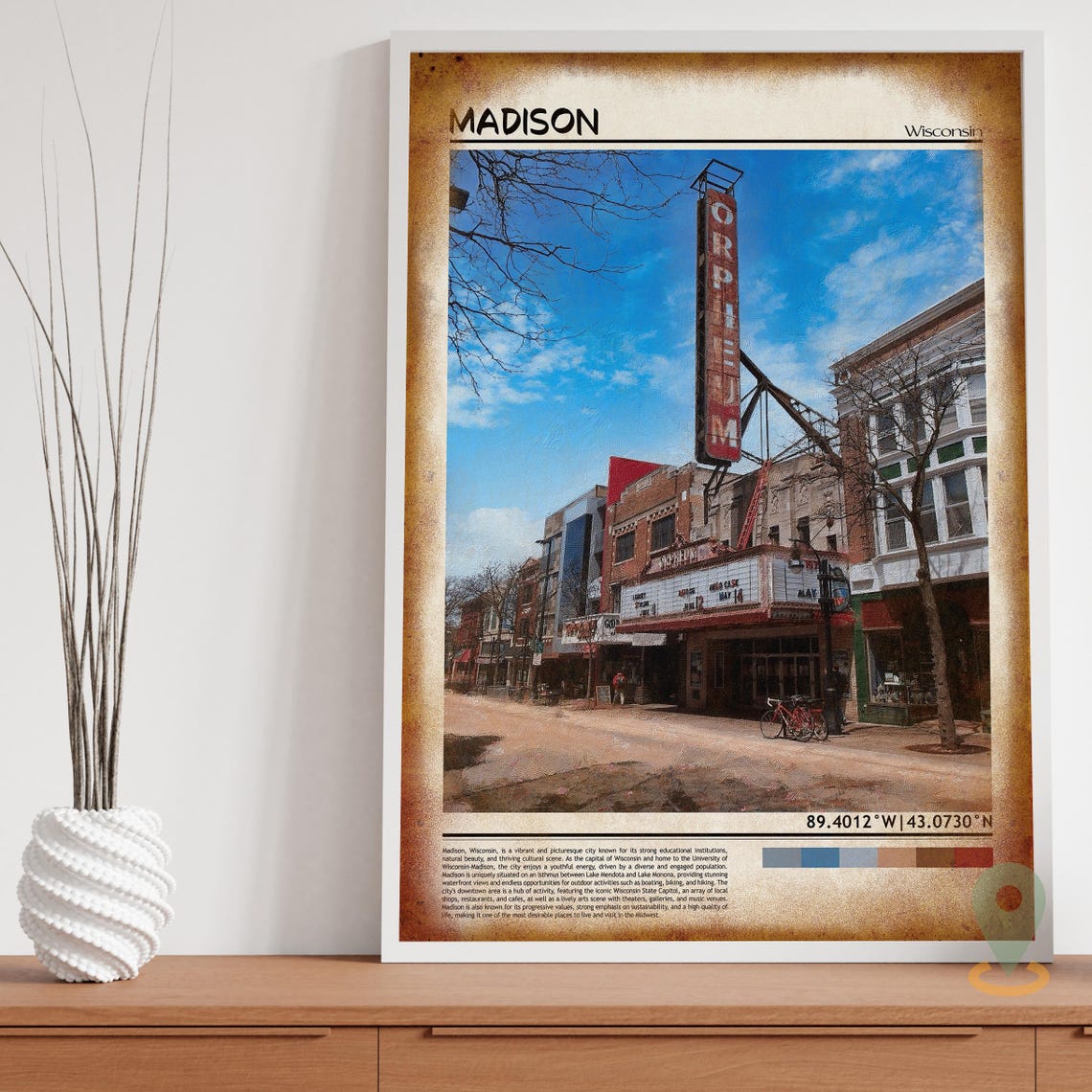 Madison Wisconsin Orpheum Theatre Downtown Street Landmark Poster - Image 3