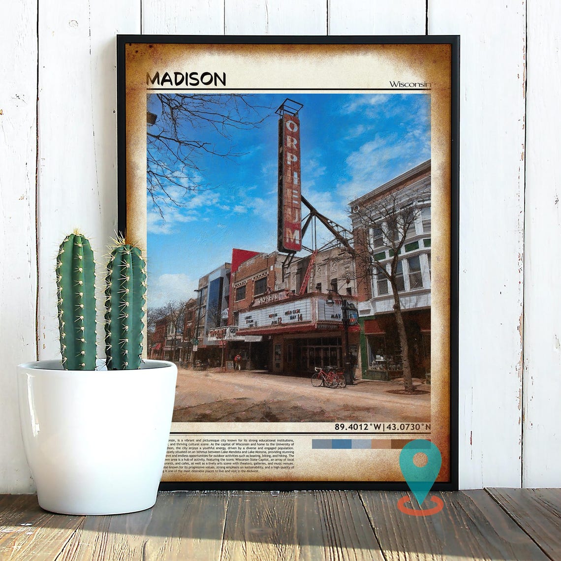 Madison Wisconsin Orpheum Theatre Downtown Street Landmark Poster - Image 2