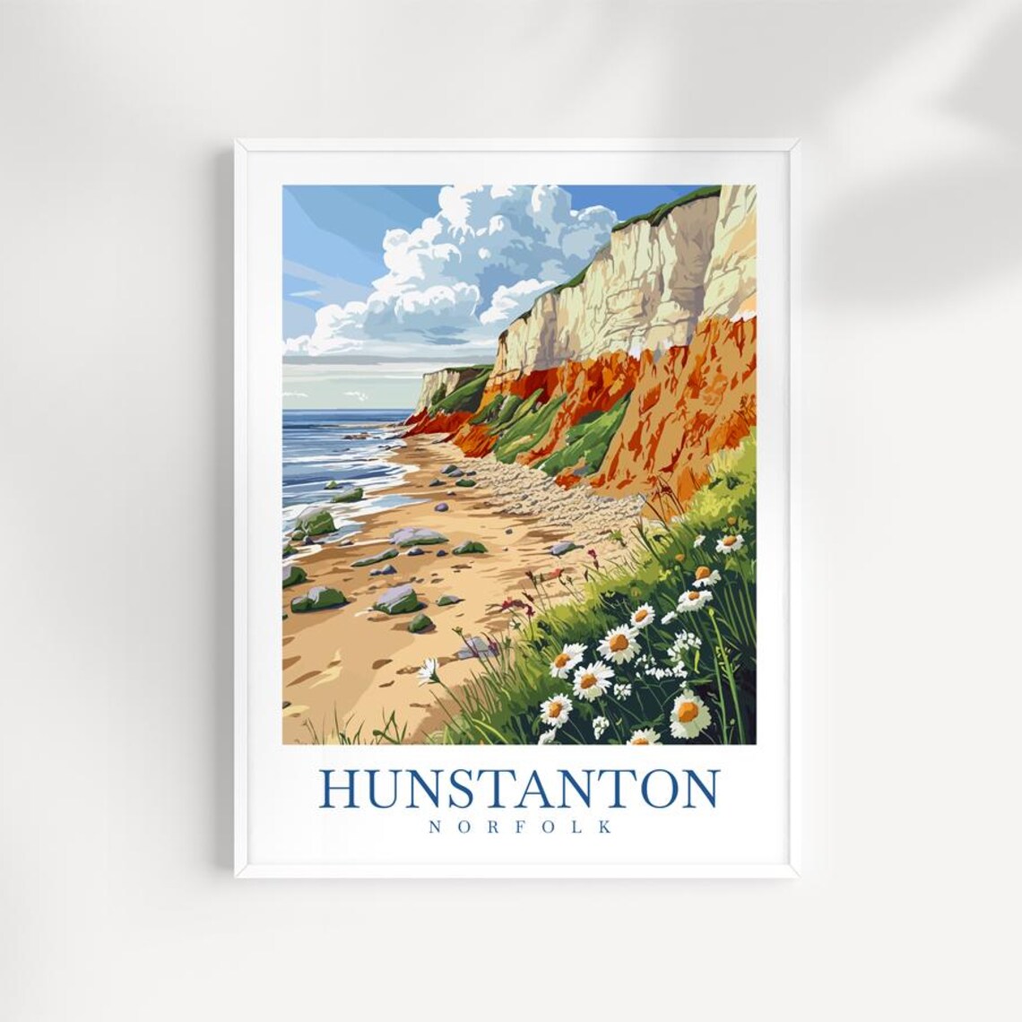 Hunstanton Norfolk Famous Red Striped Cliffs Beach Travel Poster