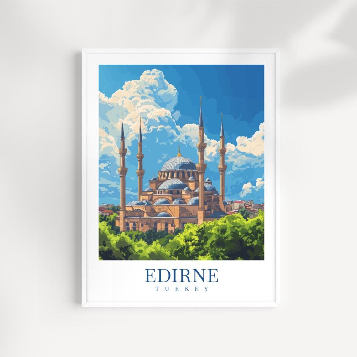 Edirne Turkey Print Selimiye Mosque Ottoman Cityscape Art