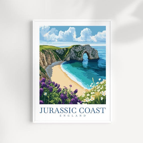 Jurassic Coast Print Dorset Uk Coastal Illustration