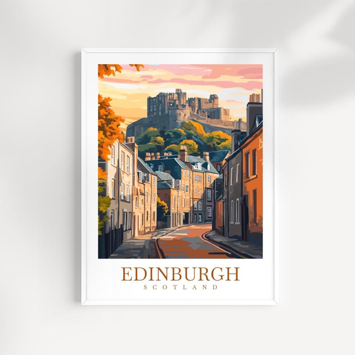 Edinburgh Scotland Castle Hill Historic Street Travel Poster