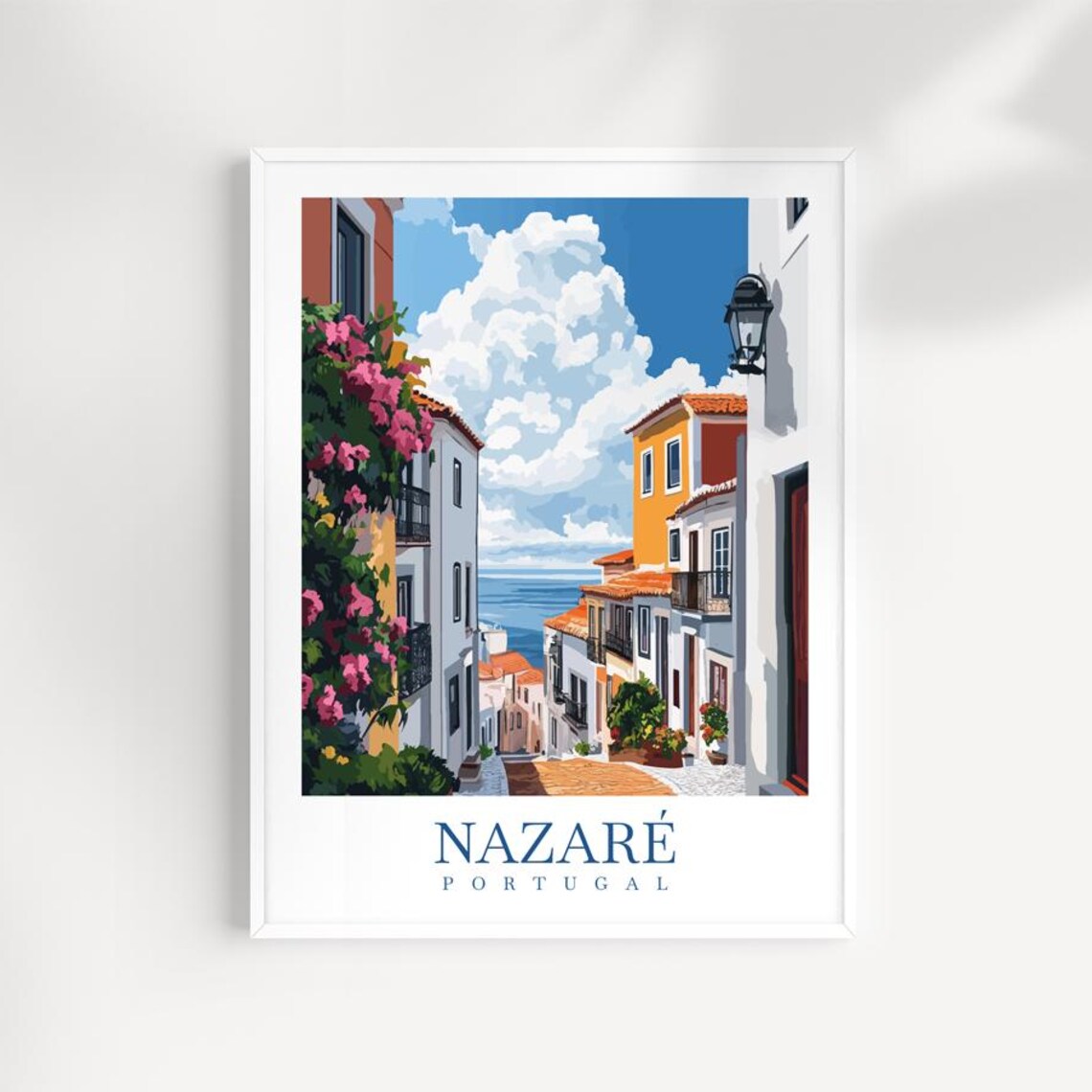 Nazare Portugal Coastal Cliffside Village, Big Wave Surf