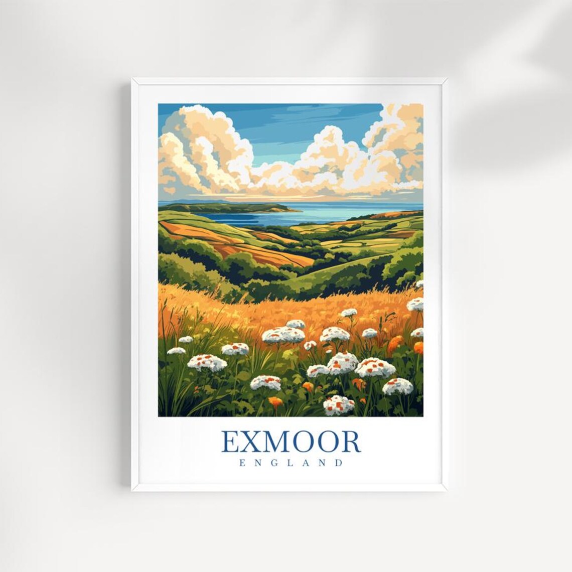 Exmoor England Wheat Fields Wildflowers Vintage Travel Poster