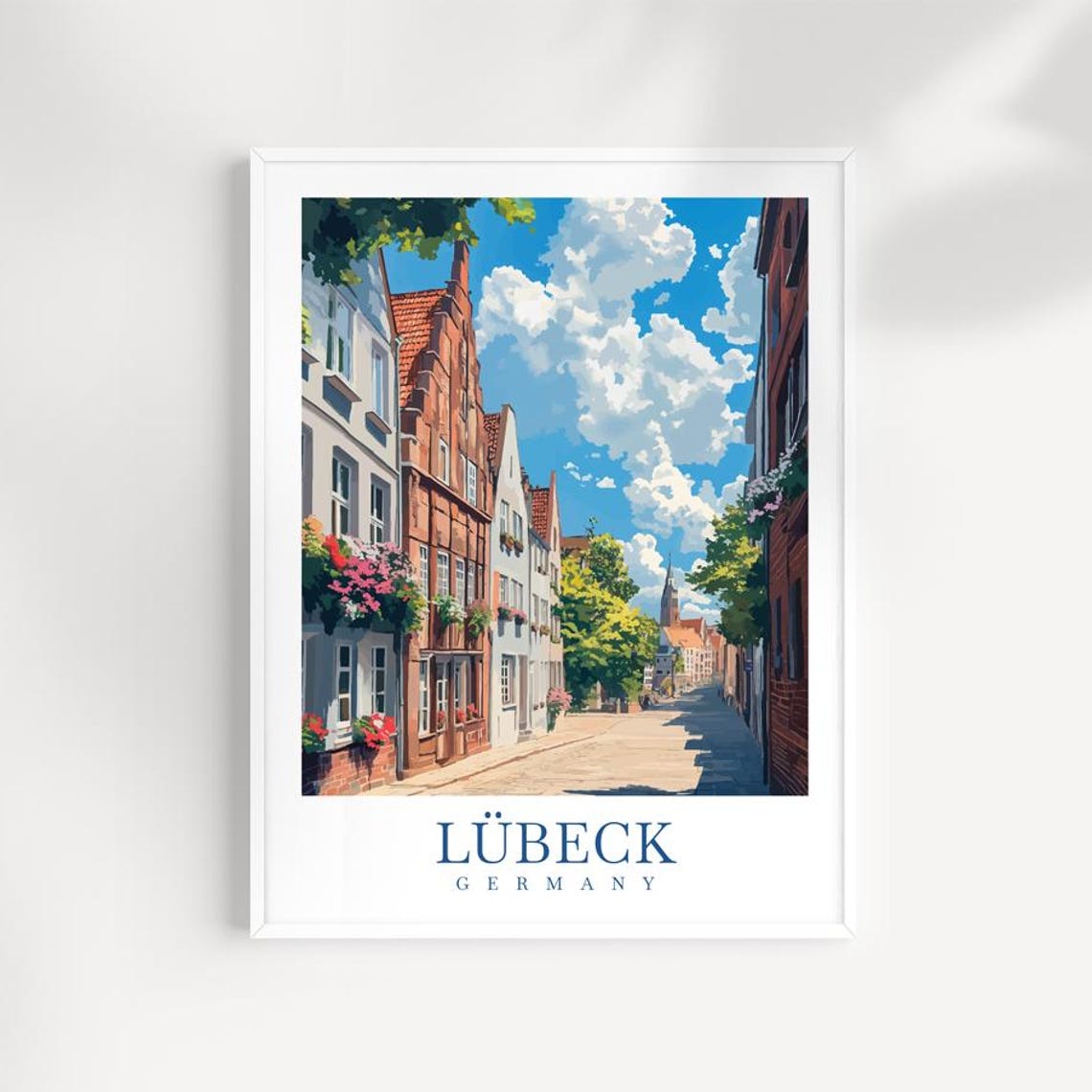 Lübeck Germany Historic Brick Gothic Old Town Street Travel Poster