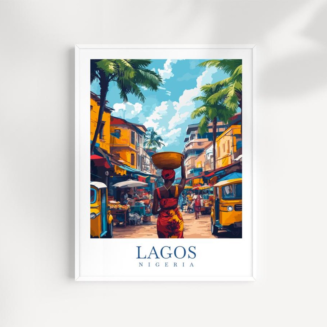 Lagos Nigeria Colorful Street Market City Scene Africa Poster