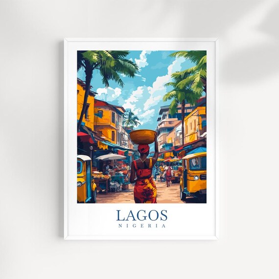 Lagos Nigeria Art Print Vibrant Cityscape Travel Poster Africa Decor