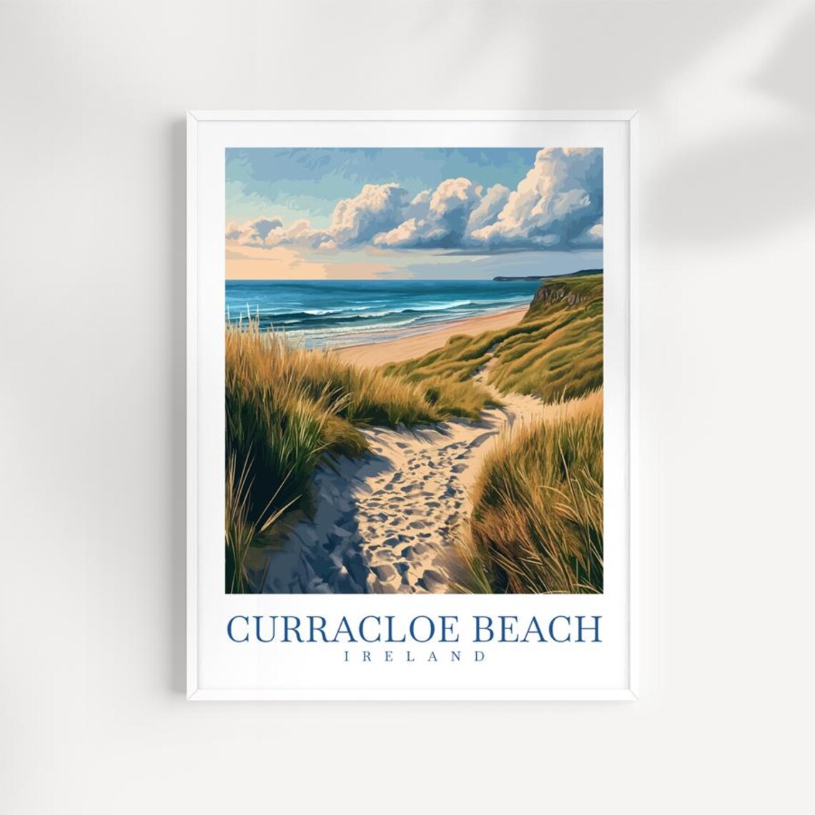 Curracloe Beach Ireland Golden Dunes Coastal Travel Art Poster