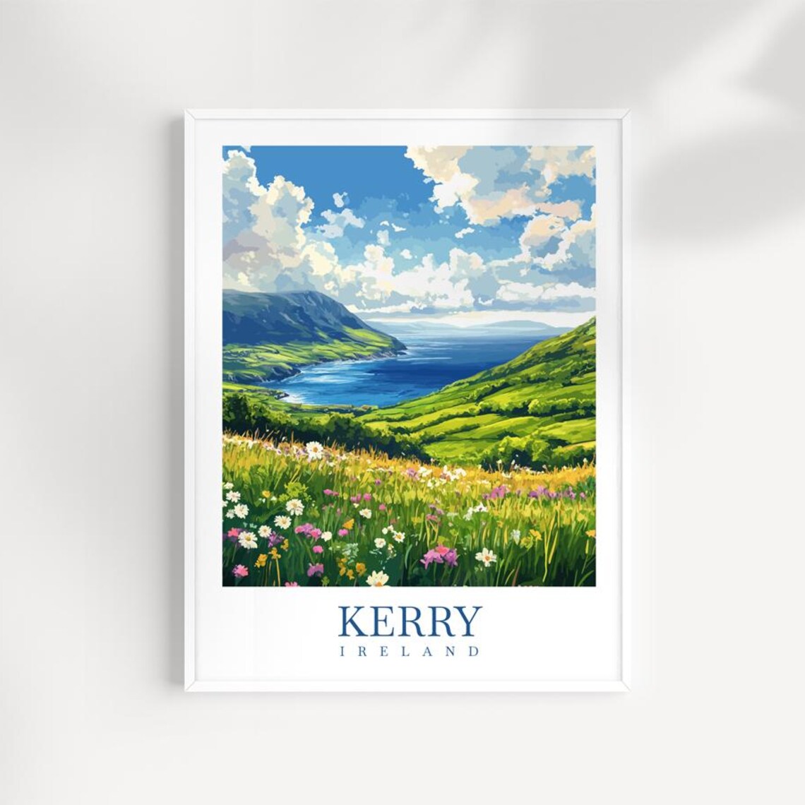 County Kerry Ireland Wildflower Coast Cliffs Emerald Travel Poster