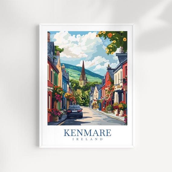 Kenmare Ireland Print Original Illustration Ring Of Kerry Wall Art