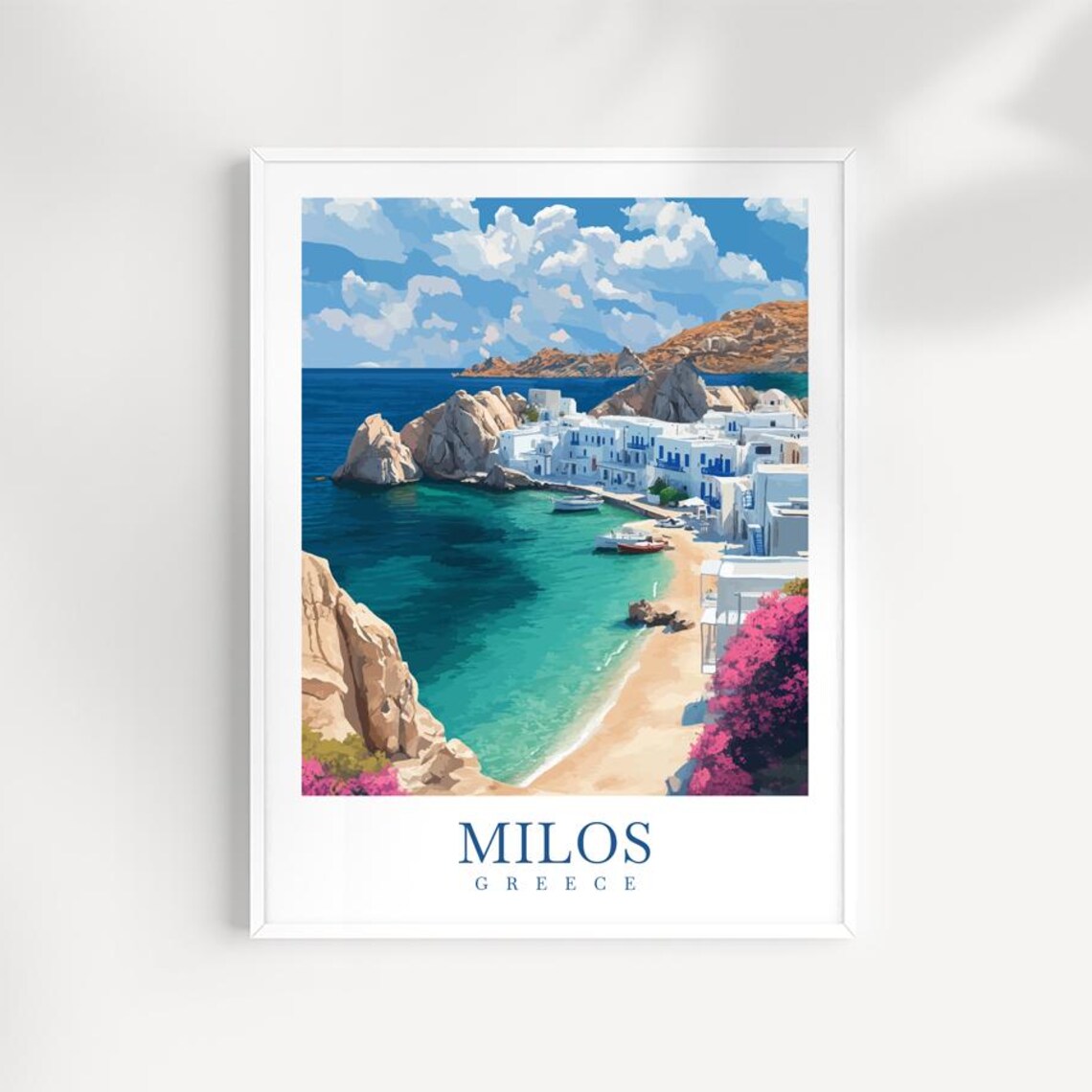 Milos Greece Cycladic White Village Aegean Sea Travel Poster