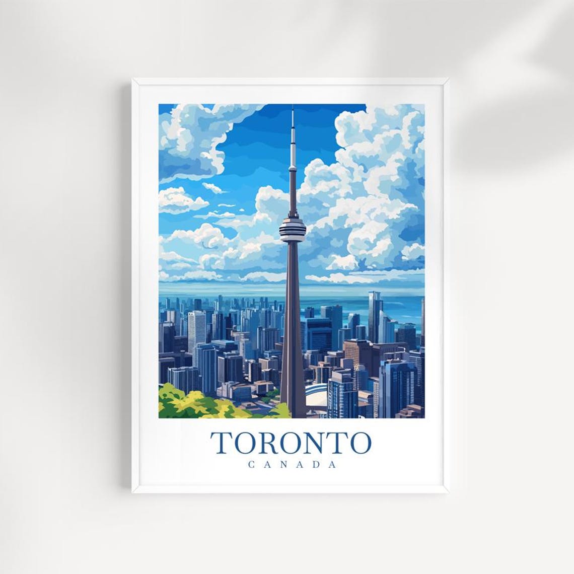 Toronto CN Tower Close Up Over Downtown Skyline Travel Poster