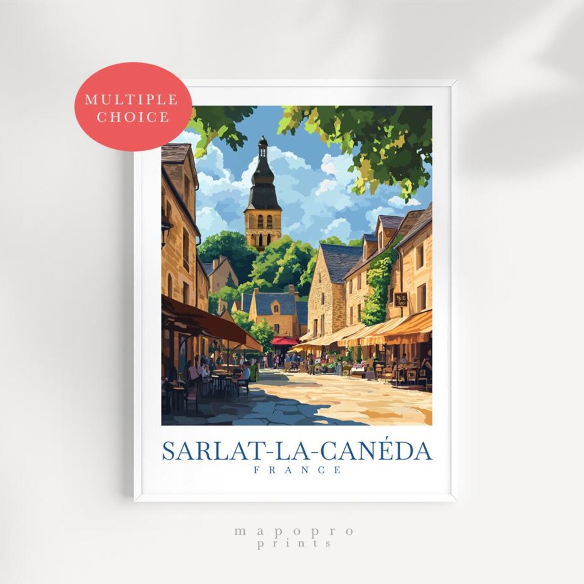 Sarlat La Canda France Travel Poster, Medieval Village