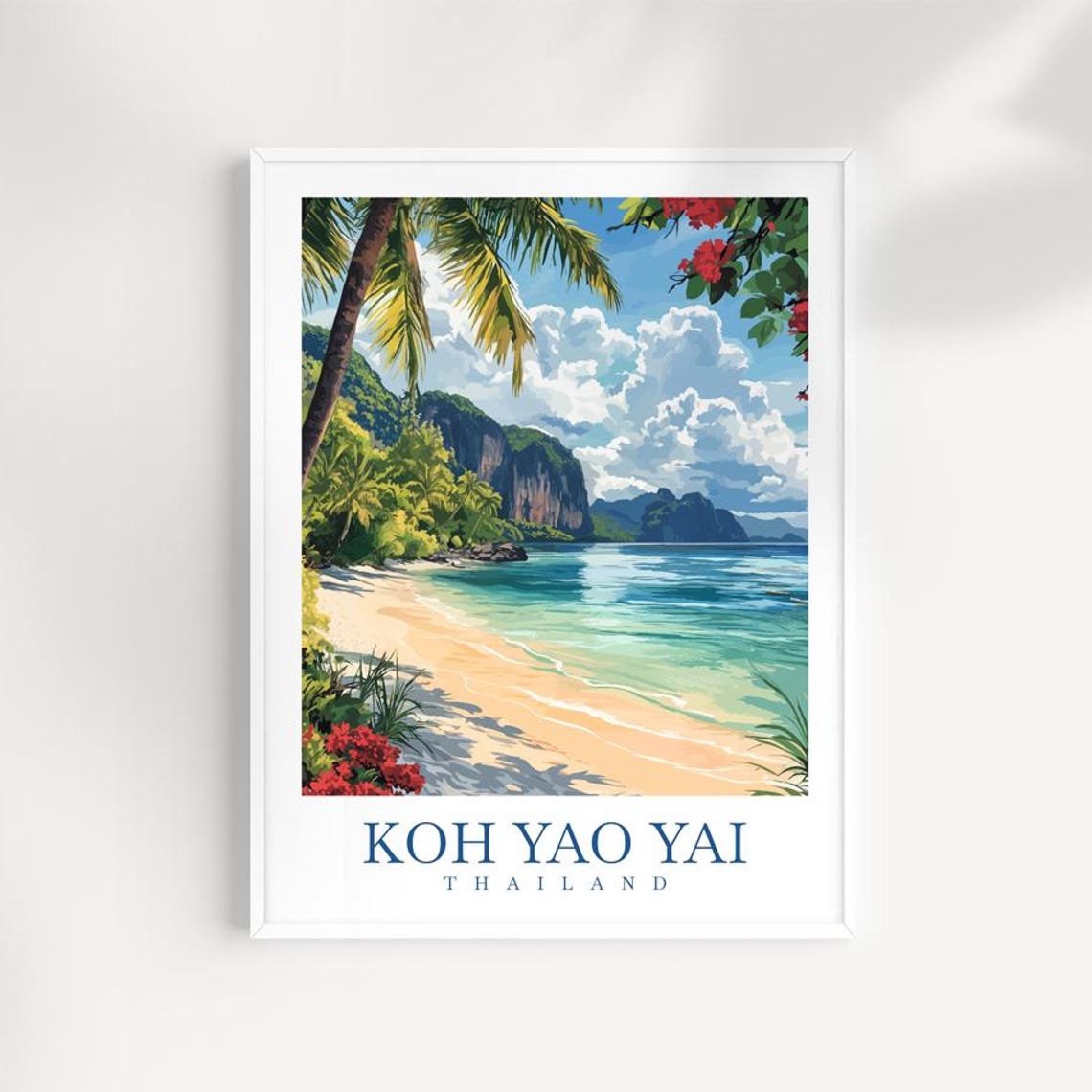 Koh Yao Yai Thailand Palm Beach Limestone Island Travel Poster