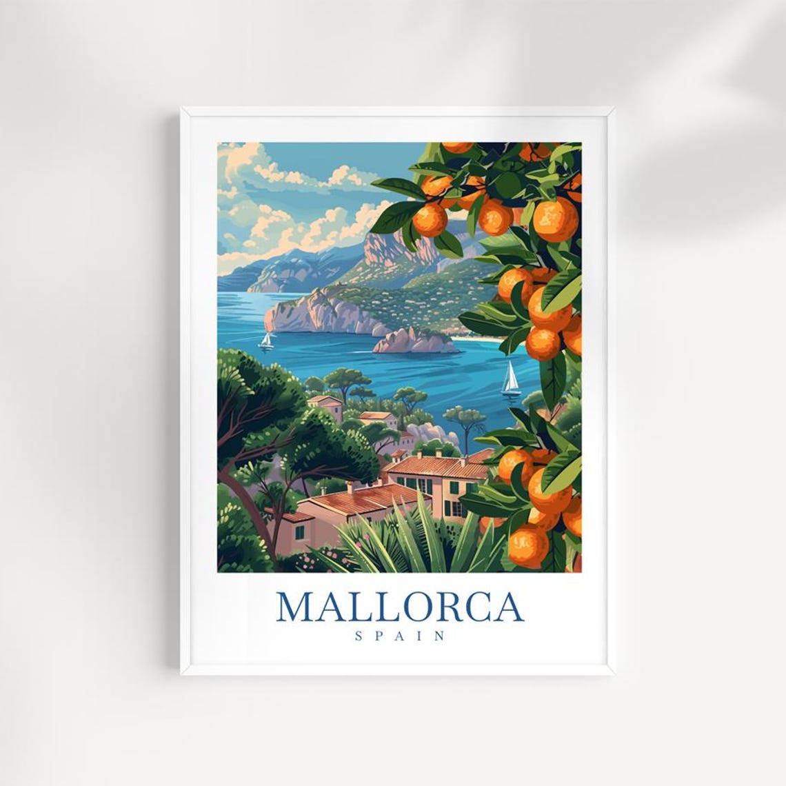 Mallorca Spain Orange Grove Mediterranean Coast Travel Poster