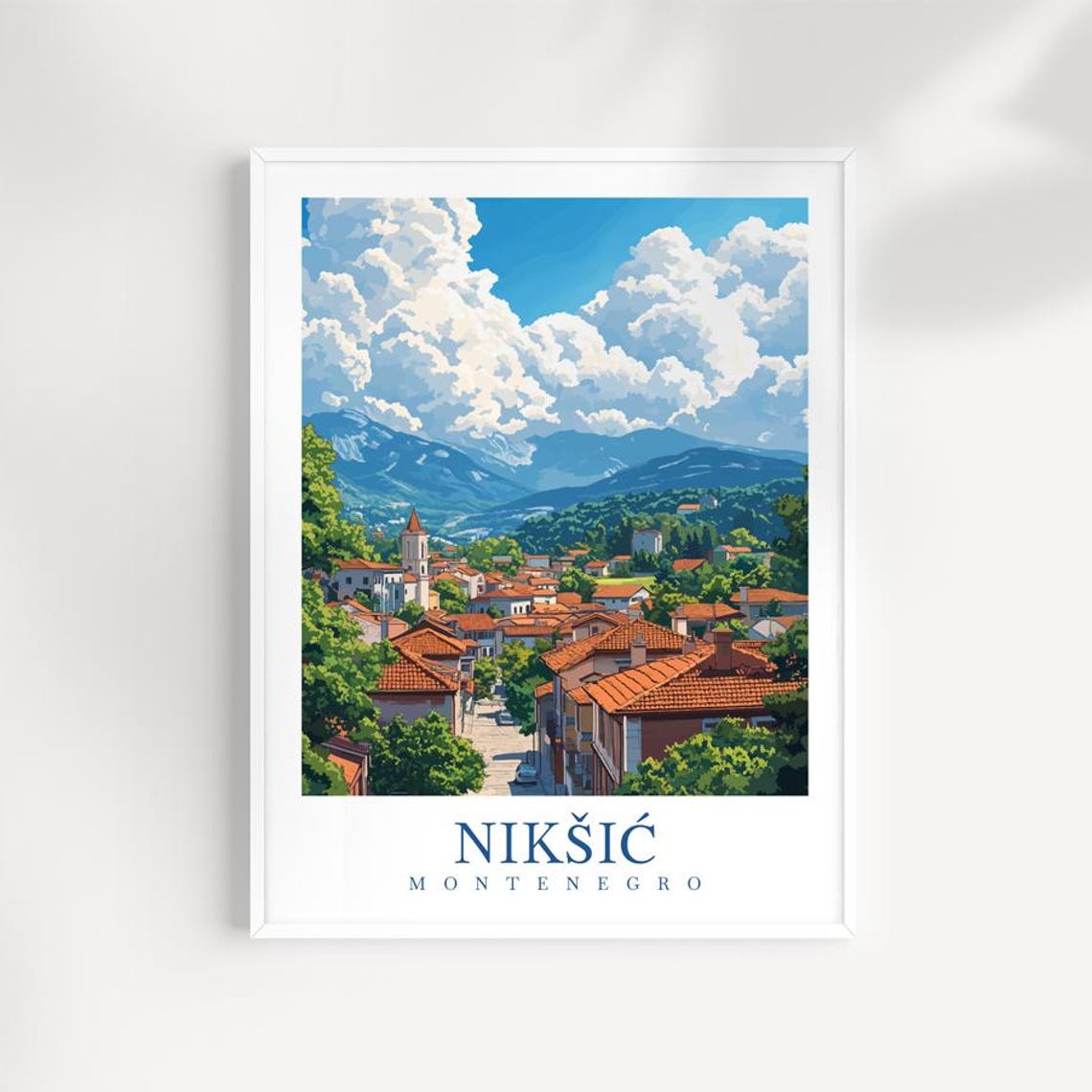 Niksic Montenegro Old Town Rooftops Mountain Backdrop Cityscape Poster